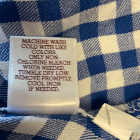 SO Blue and White Checkered Women's Button Down Shirt - Picture 7 of 7